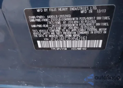 2014 Subaru Forester 2.5I Premium from USA, damaged, VIN JF2SJAEC2EH542161